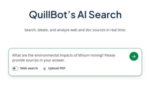 Screenshot of QuillBot's AI search