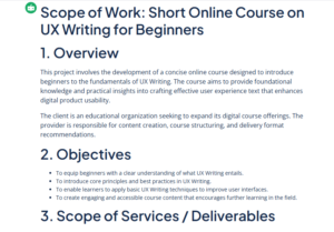 Scope of work generator output example