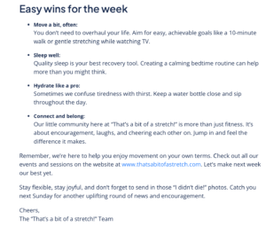 Screenshot of the final section of an AI-generated newsletter