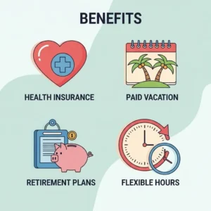 Screenshot of an AI-generated illustration of workplace benefits