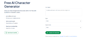 QuillBot's AI character generator