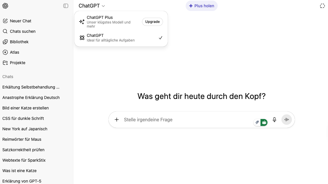 ChatGPT-Startseite