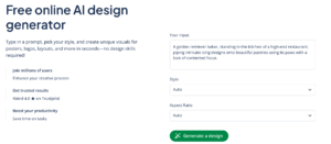A screenshot of QuillBot's design tool interface