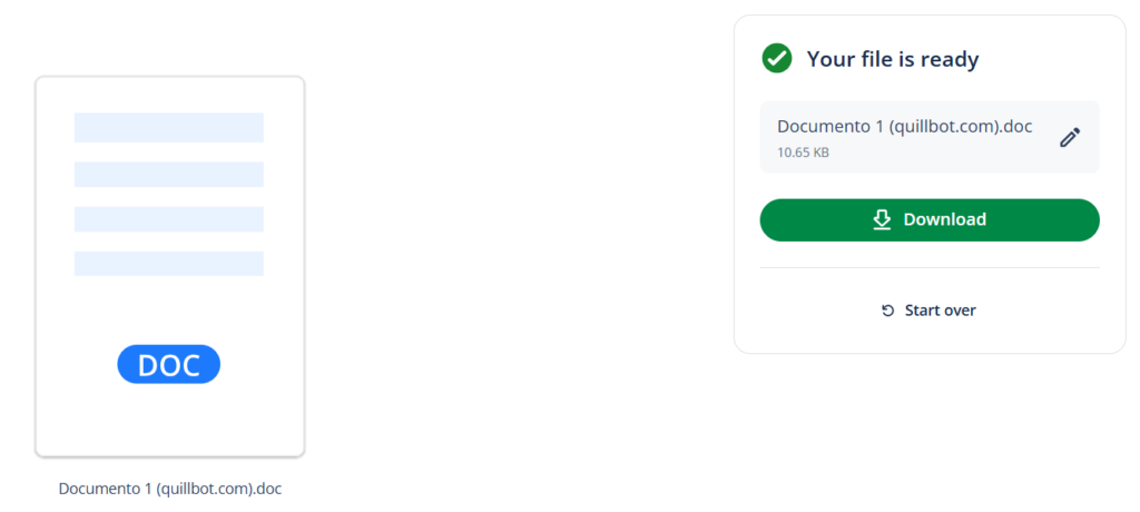 À direita da tela tem uma caixa para renomear seu arquivo e baixá-lo.