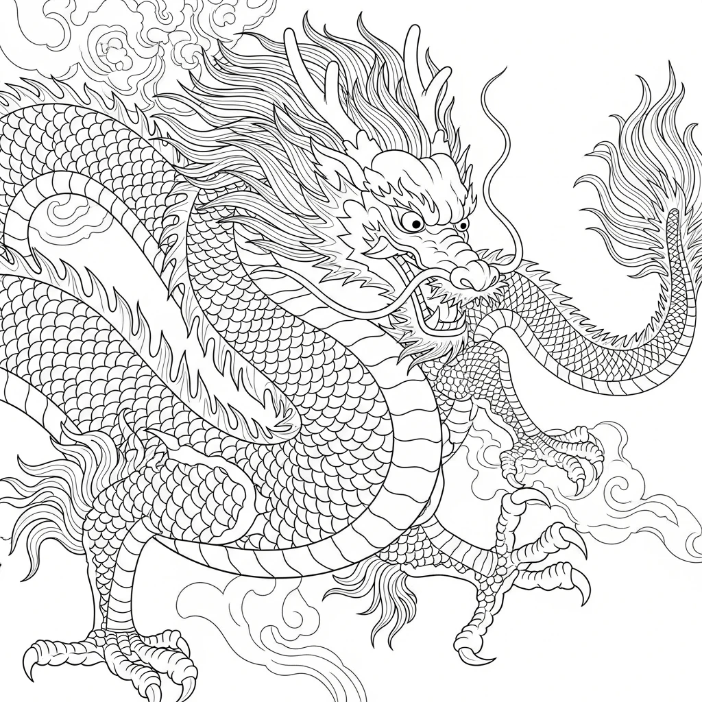 Drachen-Ausmalbild