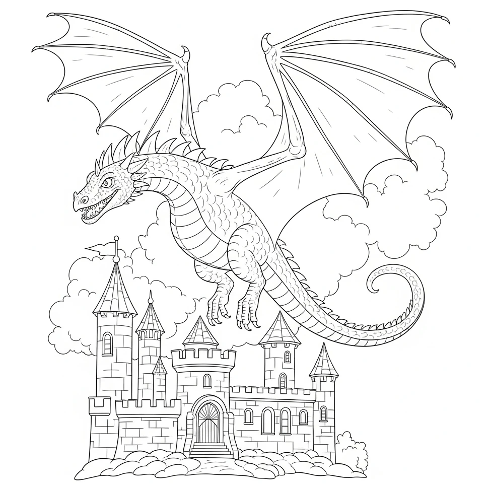Drachen-Ausmalbild