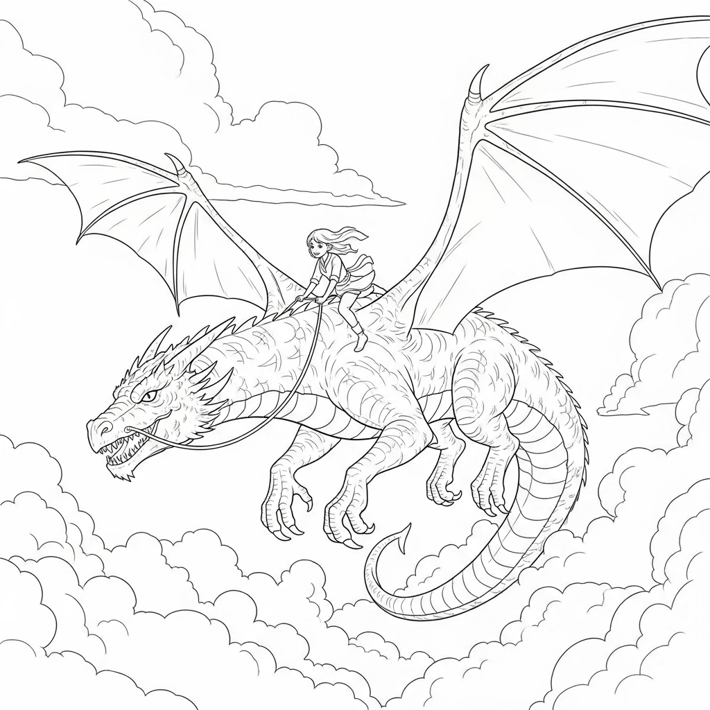 Drachen-Ausmalbild