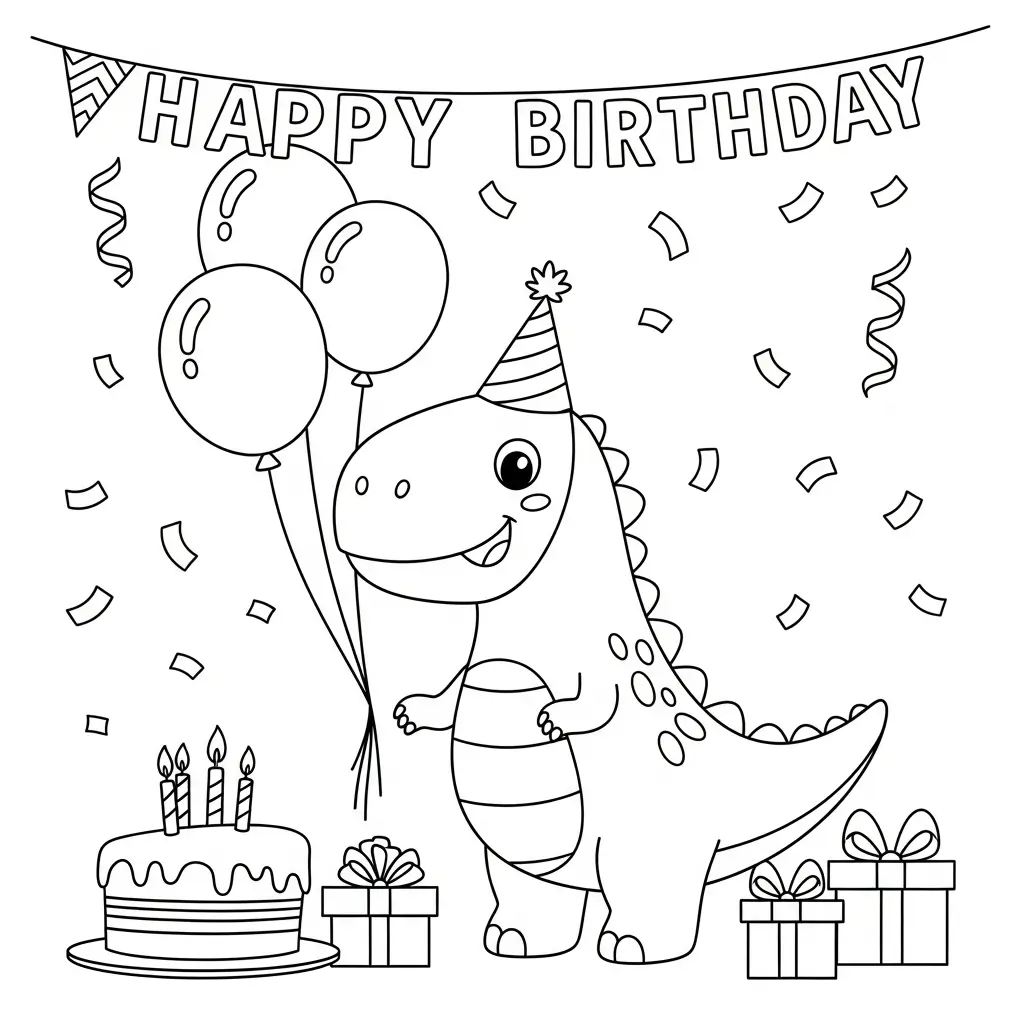 coloriage dinosaure anniversaire enfant
