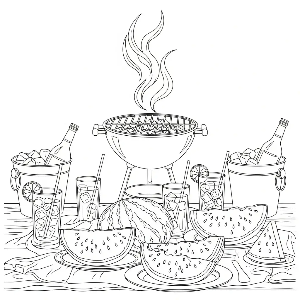 coloriage été barbecue