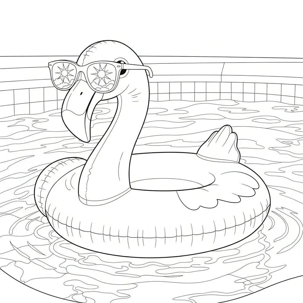 coloriage été flamant rose