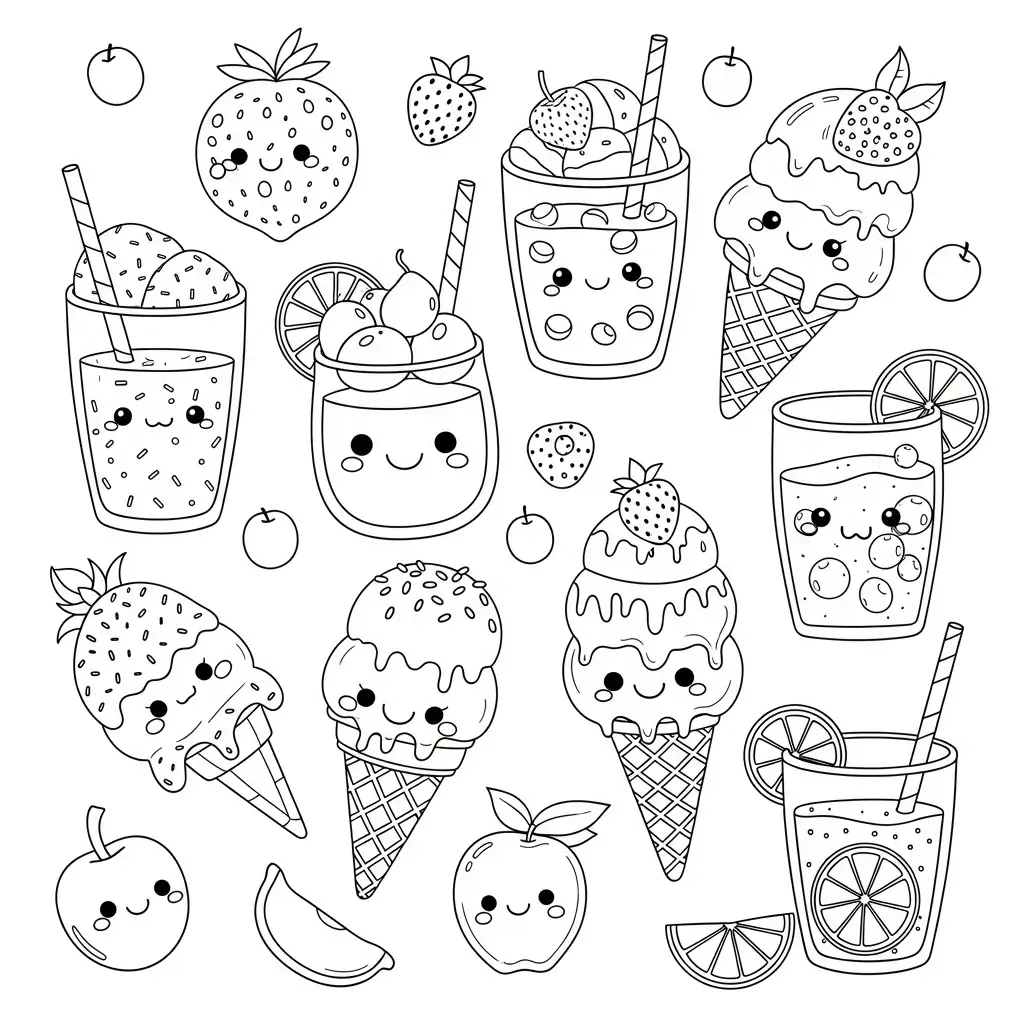 coloriage été glaces