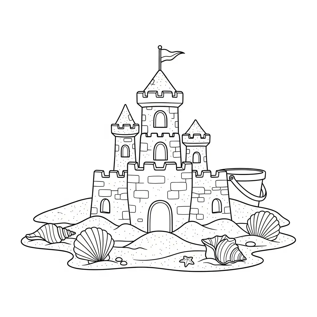 coloriage été chateau de sable