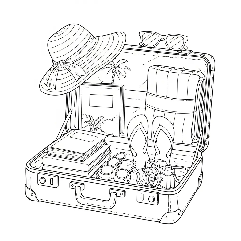 coloriage été valise vacances