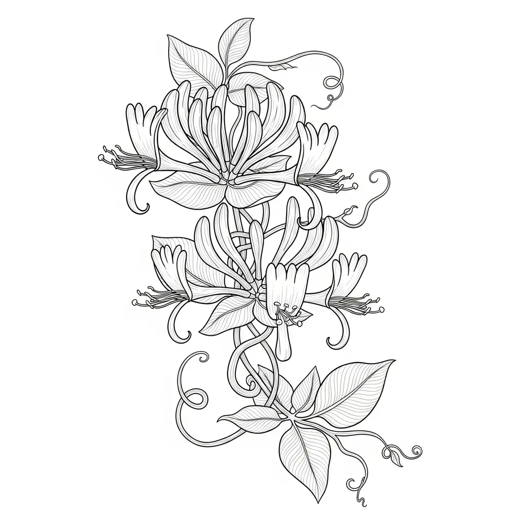 coloriage fleur chèvrefeuille