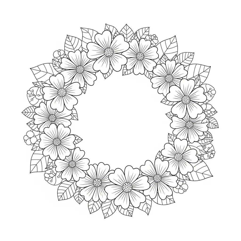 coloriage fleurs couronne