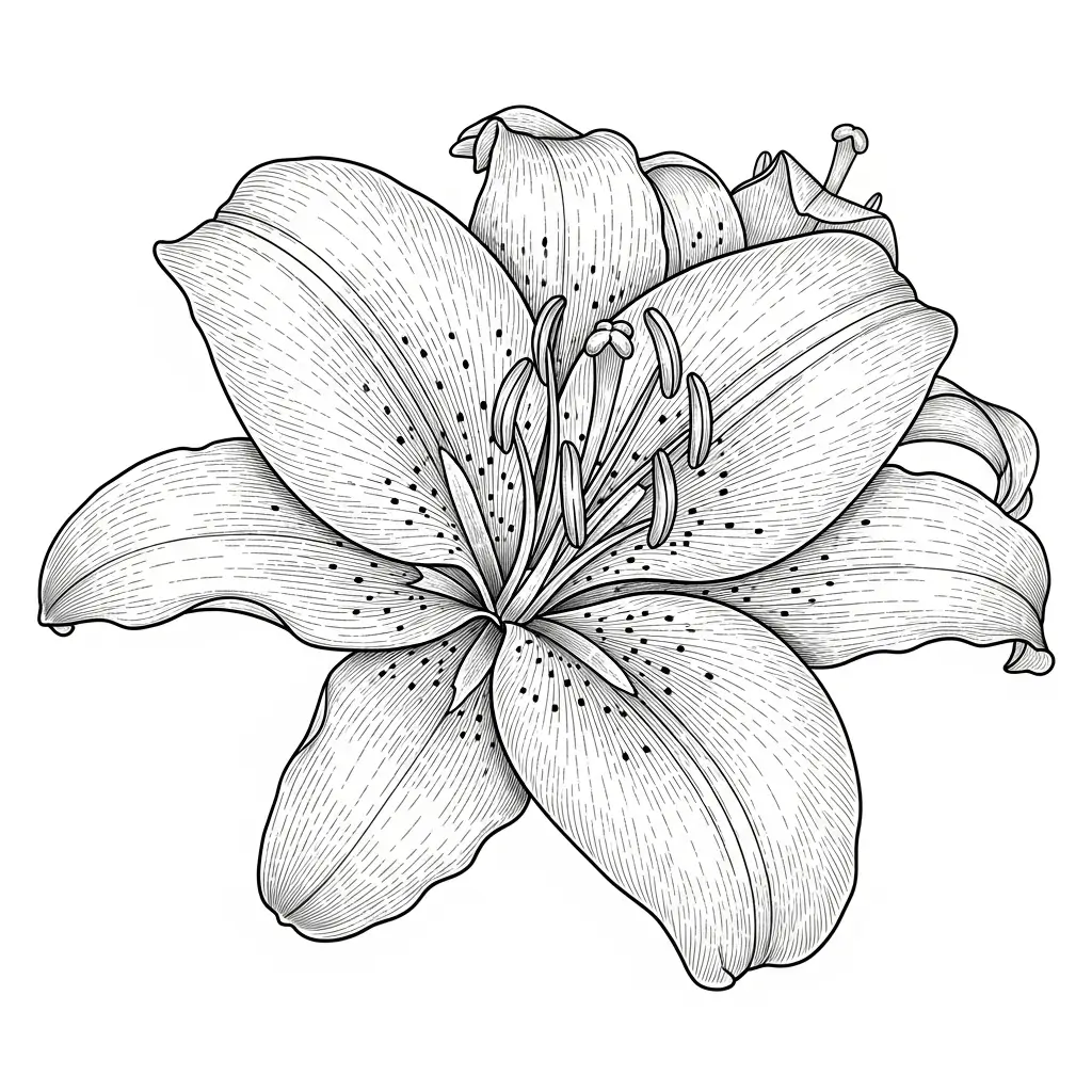 coloriage fleur lys détail