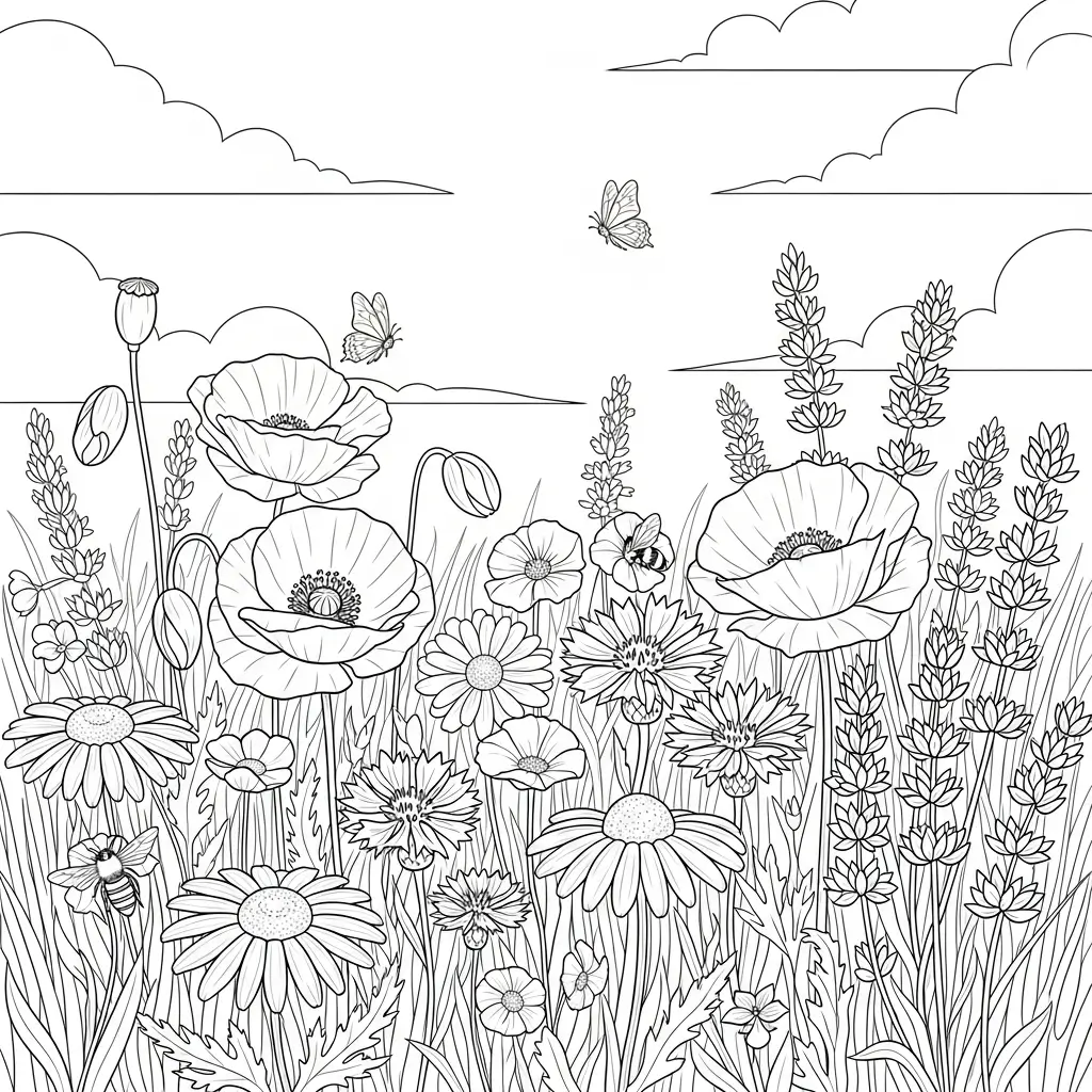 coloriage fleurs sauvages