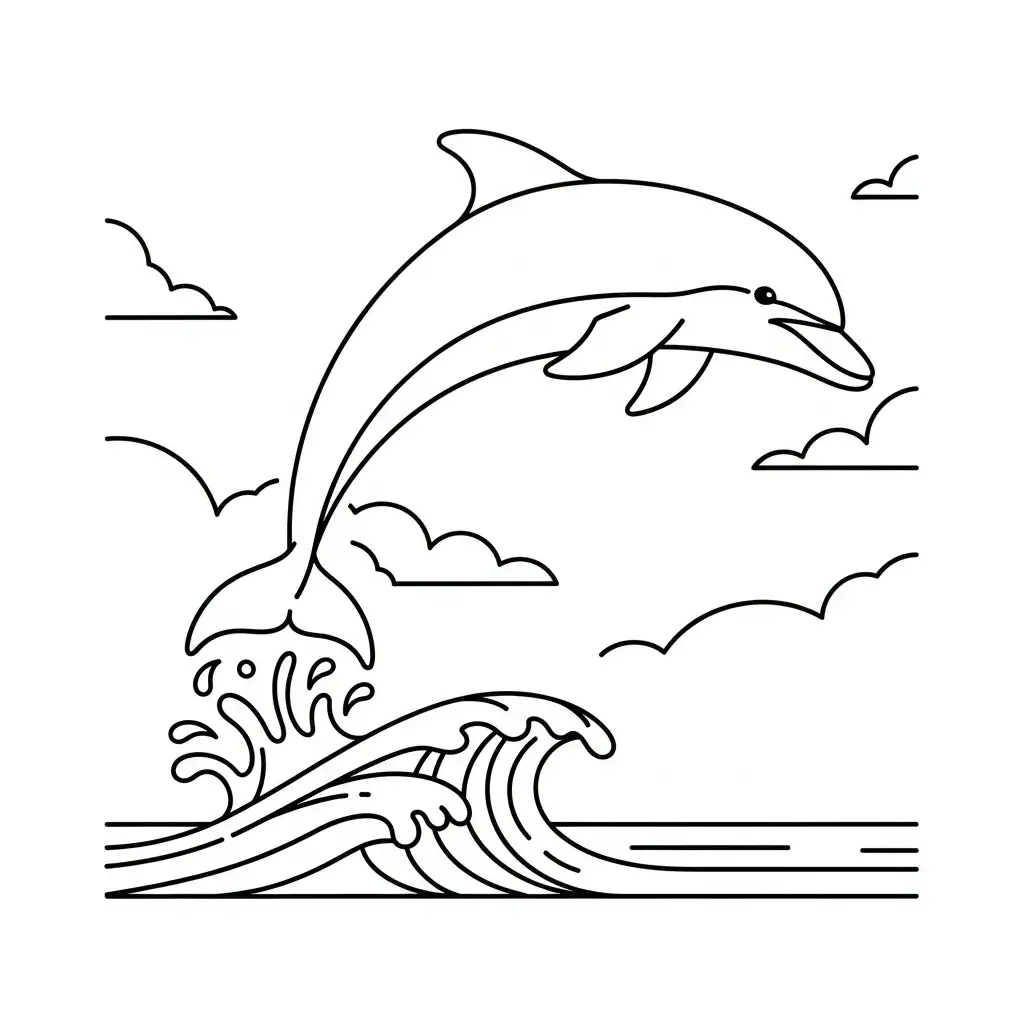 coloriage plage dauphin