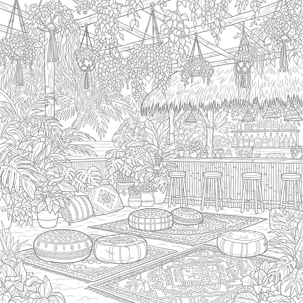 coloriage plage difficile bar